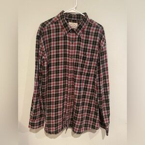 St John’s Bay Gray and Red plaid button down Size XL